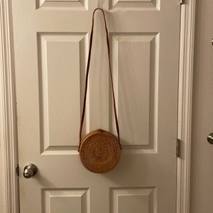Round rattan crossbody NWOT